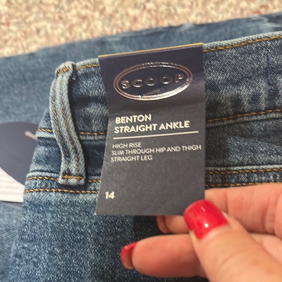 Scoop NYC Blue Straight Leg Jeans with Distressed Details - Picture 3 of 6